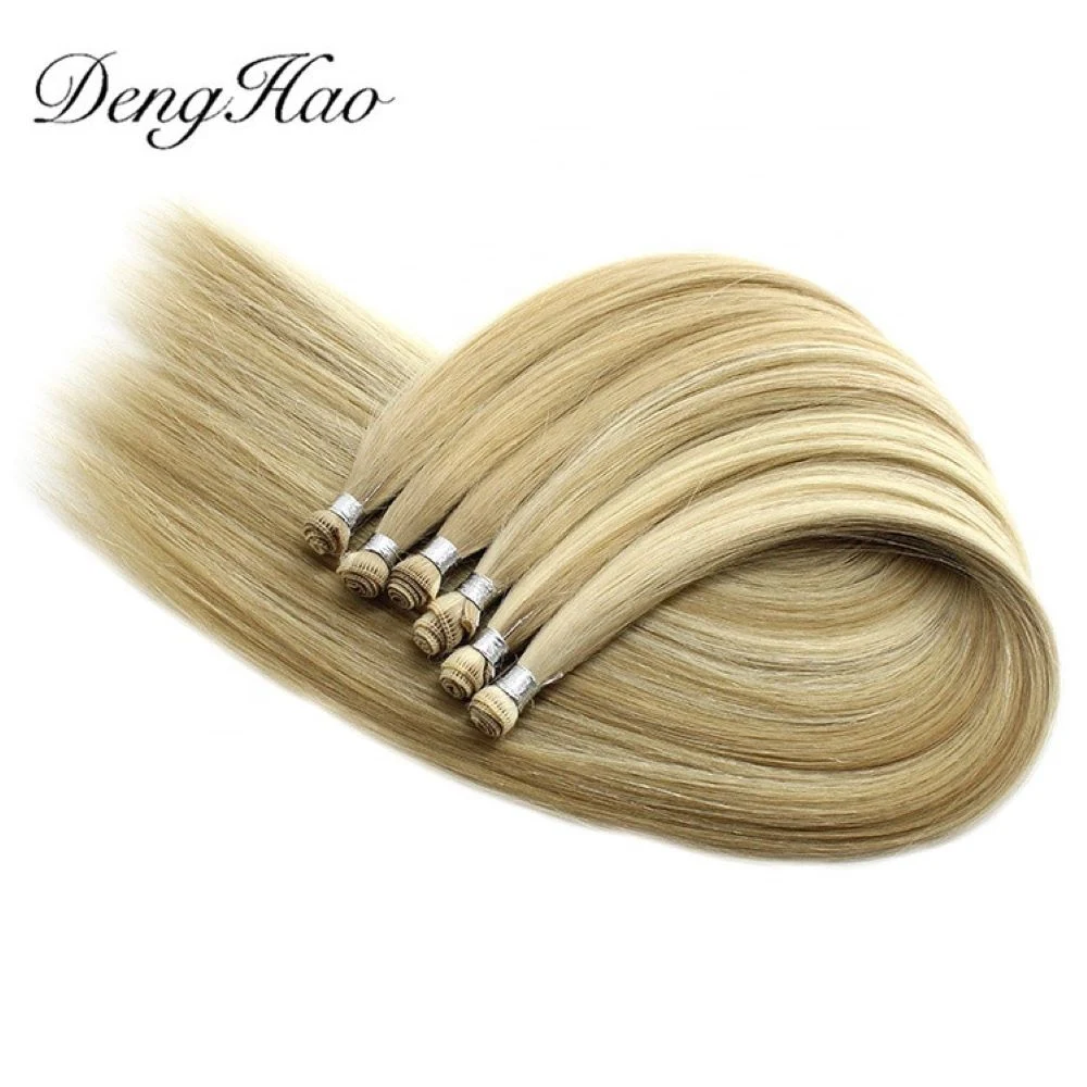 Hair Extension Hand Tied Skin Weft Silky Straight European Remy Human Hand Tied Hair Weft