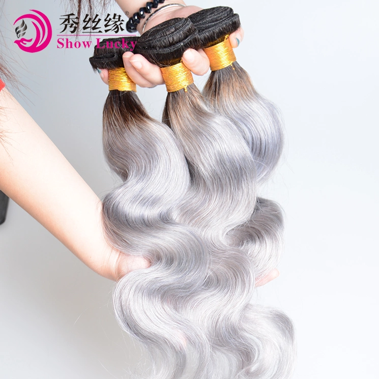 New Arrival Grade 8A Ombre 1b/Grey Indian Virgin Hair Body Wave Cheap Human Hair Bundles in Stock